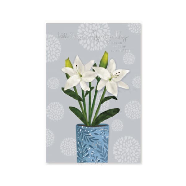 Simon Elvin Loss Of Wife Plant Pot Sympathy Card (Pack of 6) Grey/Green/Blue One Size