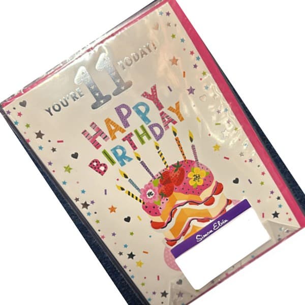 Simon Elvin Cake 11th Birthday Greetings Card (Pack of 6)