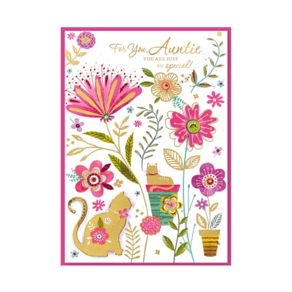 Simon Elvin For You Auntie Greetings Card (Pack of 6) White/Pink One Size