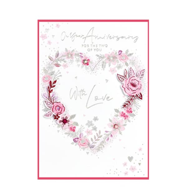 Simon Elvin Isabel Garden On Your Anniversary Greetings Card (Pack of 6) White/Pink One Size