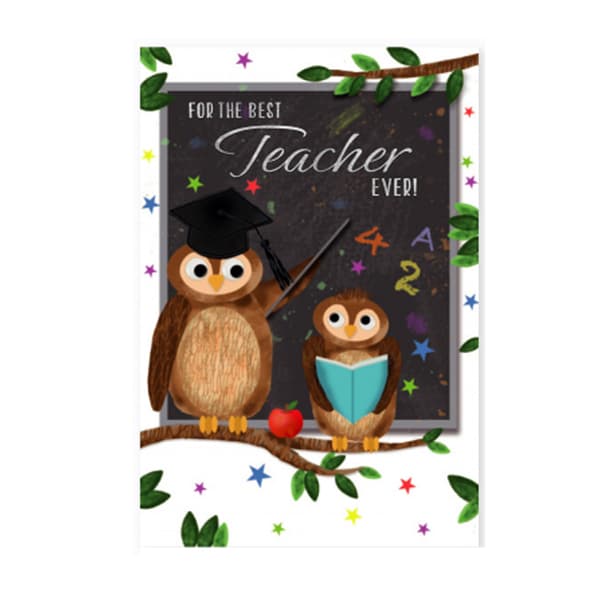 Simon Elvin For The Best Teacher Ever! Thank You Card (Pack of 6) White/Black/Brown One Size