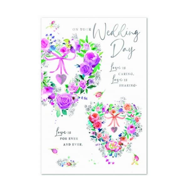 Simon Elvin On Your Wedding Day Wreath Anniversary Greetings Card (Pack of 6) White/Multicoloured One Size