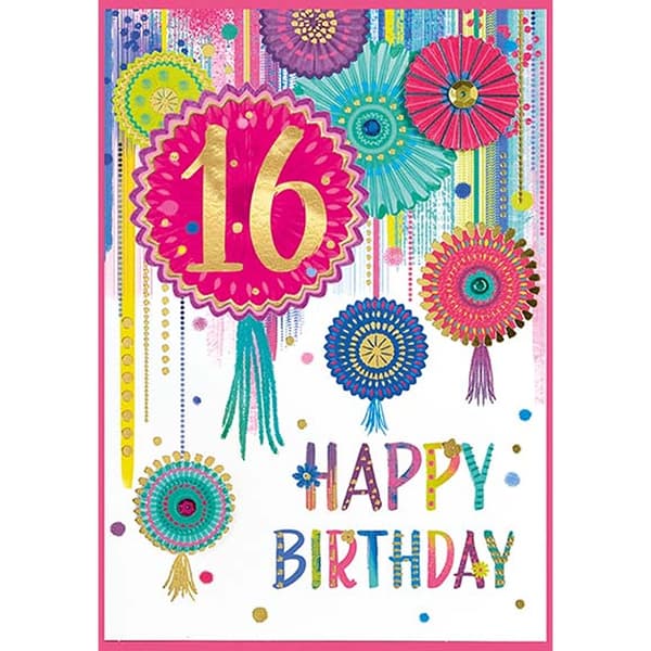 Simon Elvin Isabal Garden 16th Birthday Greetings Card (Pack of 6) Multicoloured One Size