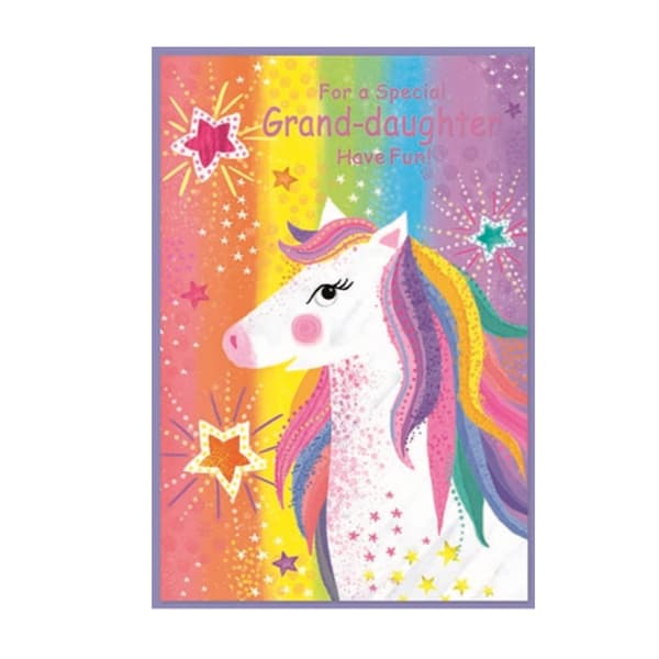 Simon Elvin For A Special Grand Daughter Unicorn Greetings Card (Pack of 6) Multicoloured One Size