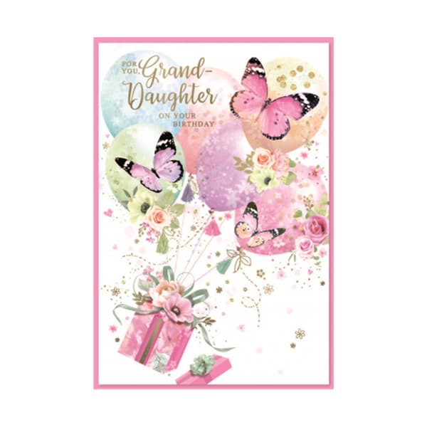 Simon Elvin For You Grand Daughter Butterflies Birthday Card (Pack of 6) White/Multicoloured One Size
