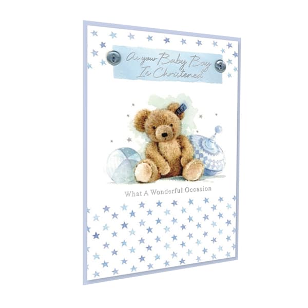 Simon Elvin As Your Baby Boy Is Christened Greetings Card (Pack of 6)