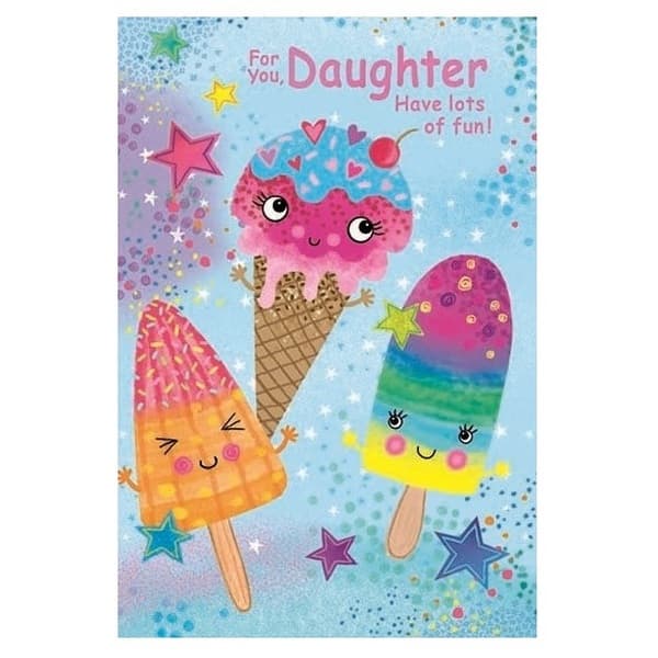 Simon Elvin For You Daughter Ice Cream Greetings Card (Pack of 6) Multicoloured One Size