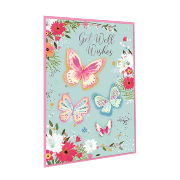 Simon Elvin Get Well Wishes Butterflies Greetings Card (Pack of 6)