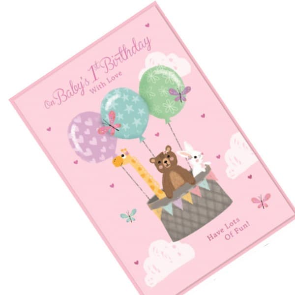 Simon Elvin On Babys 1st Birthday With Love Hot Air Balloon Greetings Card (Pack of 6)