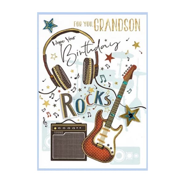 Simon Elvin For You Grandson Birthday Greetings Card (Pack of 6) White/Brown/Blue One Size