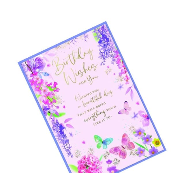 Simon Elvin Birthday Wishes For You Butterfly Greetings Card (Pack of 6)