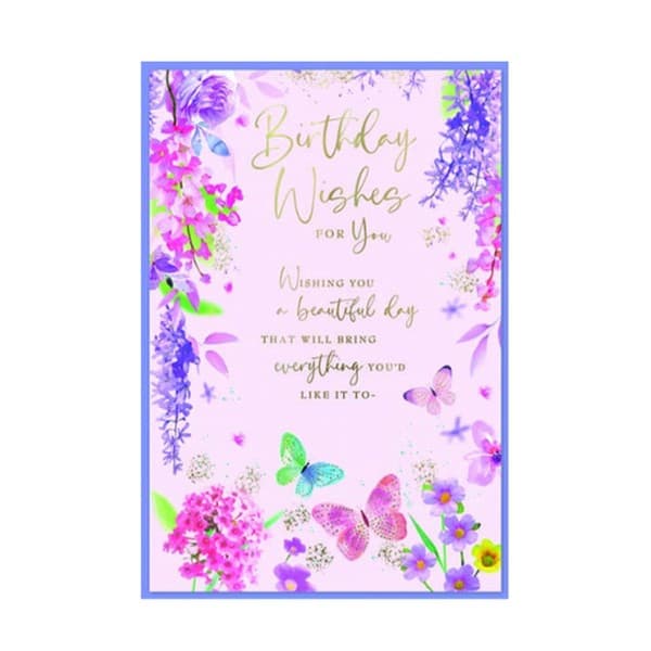 Simon Elvin Birthday Wishes For You Butterfly Greetings Card (Pack of 6) Multicoloured One Size