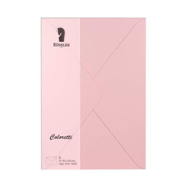 Rössler coloretti kuvert, 80 g/m², C5, 5-pack, Rosa - 220711523