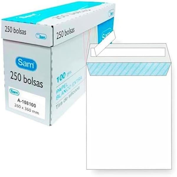 Kuvert - SAM - 260 x 360 mm - Vit - 100 g - Kartong med 250 enheter