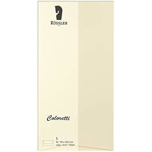 Långa kuvert - RÖSSLER - Coloretti - Förpackning med 5 - 80 g/m² - Elfenben