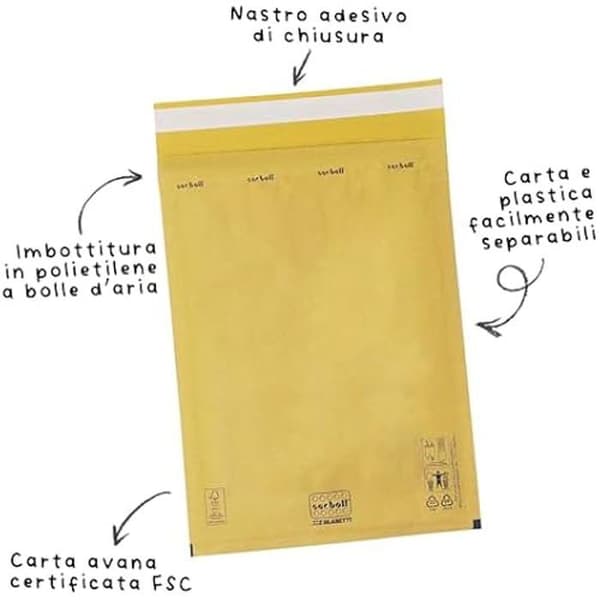 Padded Post Bags - BLASETTI - SACBOLL C - Self-adhesive - 17x27 cm - Pack of 10 pieces