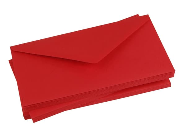 Värilliset kirjekuoret punainen intensiivinen 120g DL 10kpl no. 4