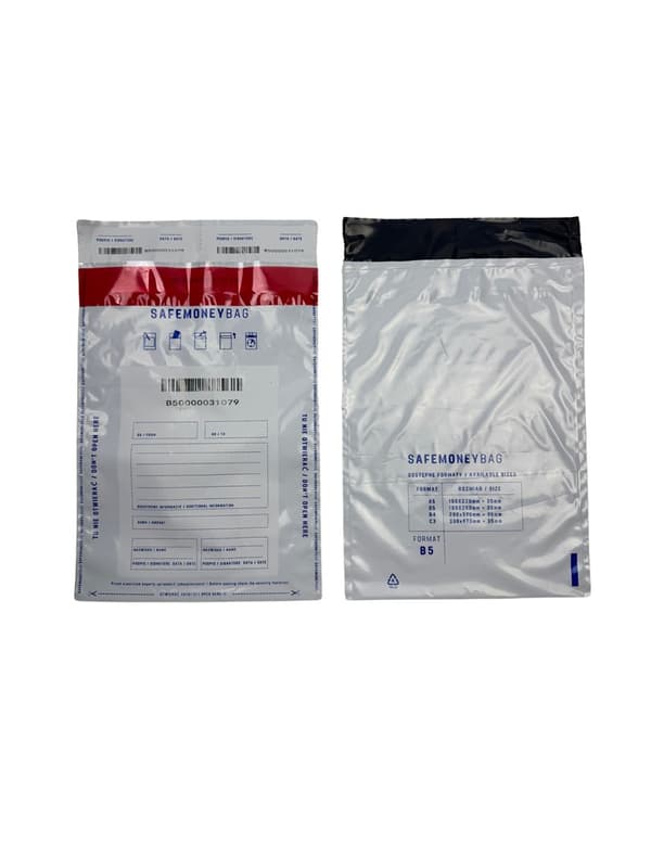 Säkerhetskuvert BESTPAK SAFEMONEYBAG pantkuvert 190x260+35 mm B5 100 st. Vita