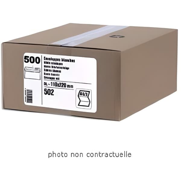 Fönsterkuvert 80 g vita 110x220mm - GPV - Förpackning med 500 självhäftande kuvert - Fönster 35x100mm