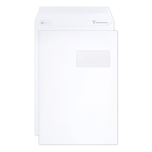 Klistret kuvert - Clairefontaine - Fönster - Papper 120g - Tryckbar - Fransk tillverkning