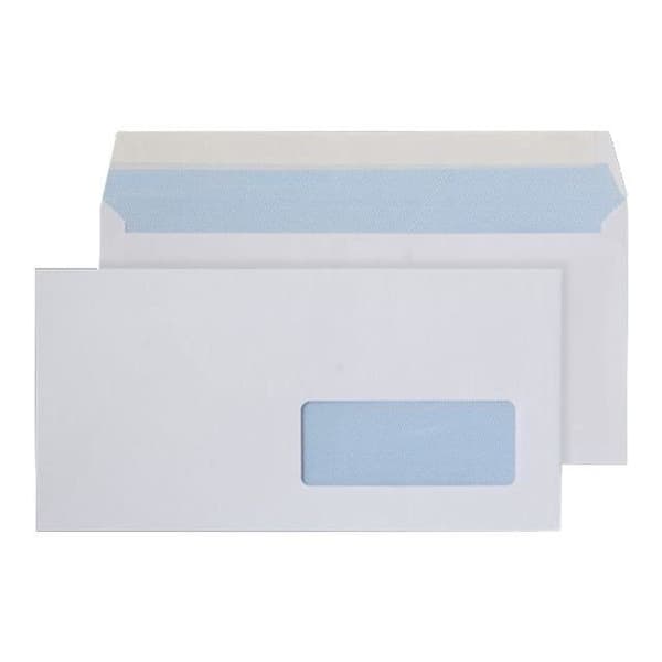 Blake Purely Everyday Envelope International DL (110 x 220 mm) självhäftande öppen sida 1 fönsterfärgad säkerhetsvit förpackning...