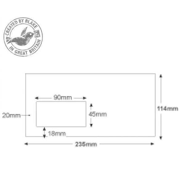 Blake Purely 3904, Vit, 45 x 90 mm, 90 gsm, DL++ (114×235 mm), 235 mm, 11,4 cm