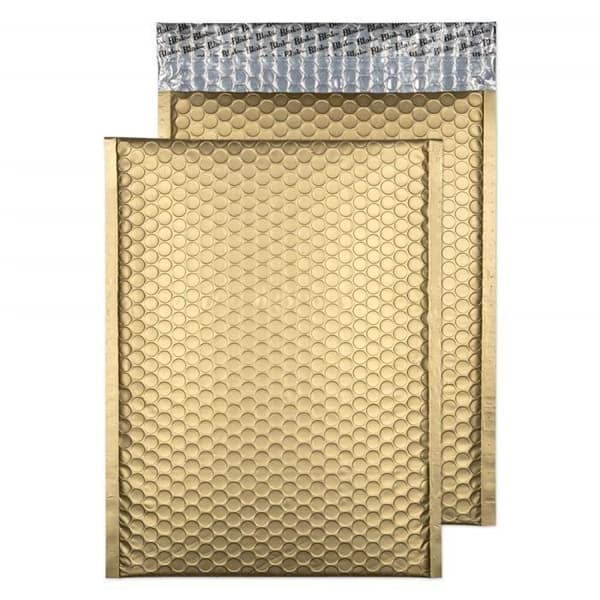 Purely Packaging 100-pack med vadderade kuvert med bubblor och självklistrande flap Metallisk effekt Guldstänk