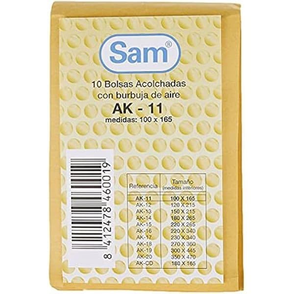 Bubbelkuvert - SAM - Paket om 10 - 100 x 165 mm - Brunt - Blandat