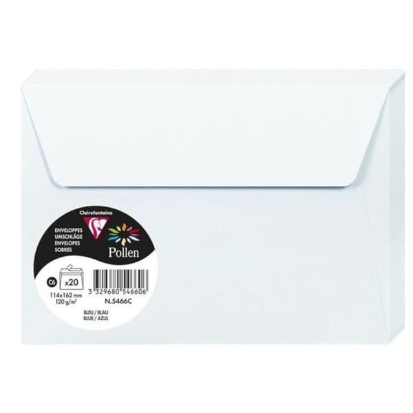Kuvert - CLAIREFONTAINE - Pollen - 120g - 114x162mm - Färg Blå - Paket med 20 st