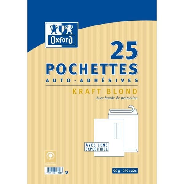 OXFORD 25 självhäftande kraftfickor - 32,4 cm x 22,9 cm x 1,5 cm
