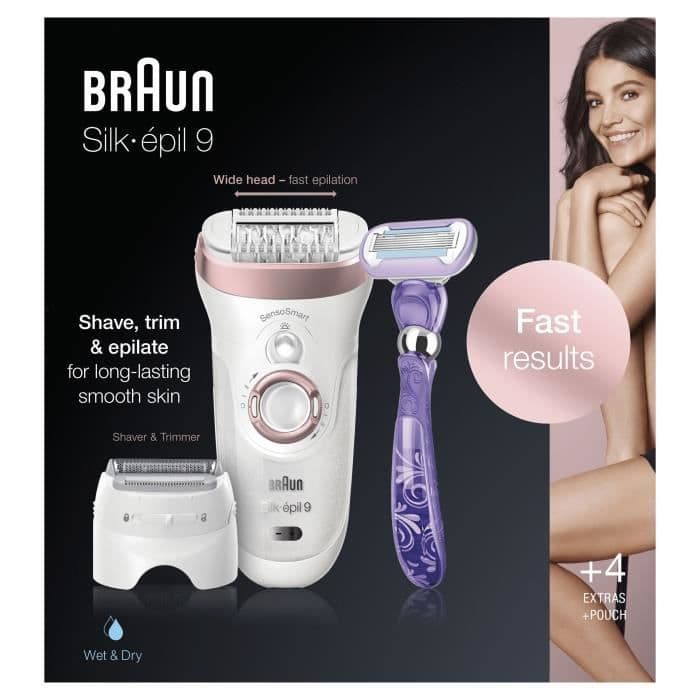 Braun Silk-épil 9 9-870 epilatorer 40 pincetter Rosa, Vit