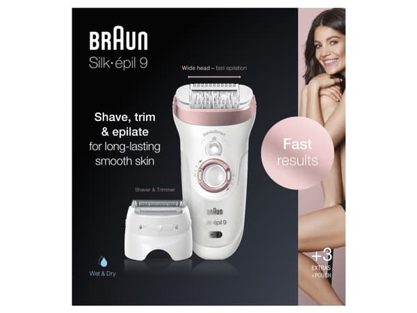 Braun Silk-épil 9 9-720 40 pinsetter Rosa, Hvit