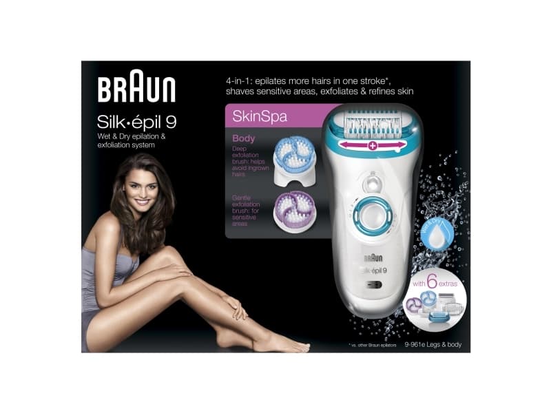 Braun Silk-épil 9 9-961, Blå, Hvit, 40 pinsetter, 0,5 mm, 100 - 240 V, Innebygget, Lithium-Ion (Li-Ion)