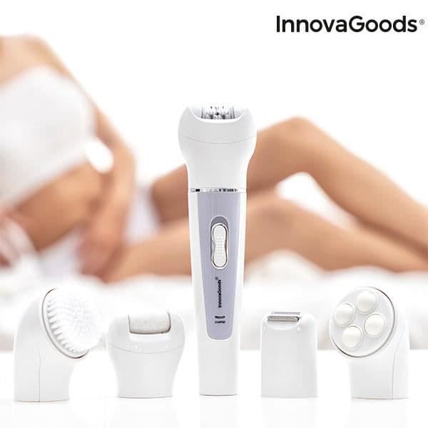 5-i-1 hårborttagning och hudvård - epilator, trimmer, ansiktsrengöring, ansiktsmassage-toner och exfoliator
