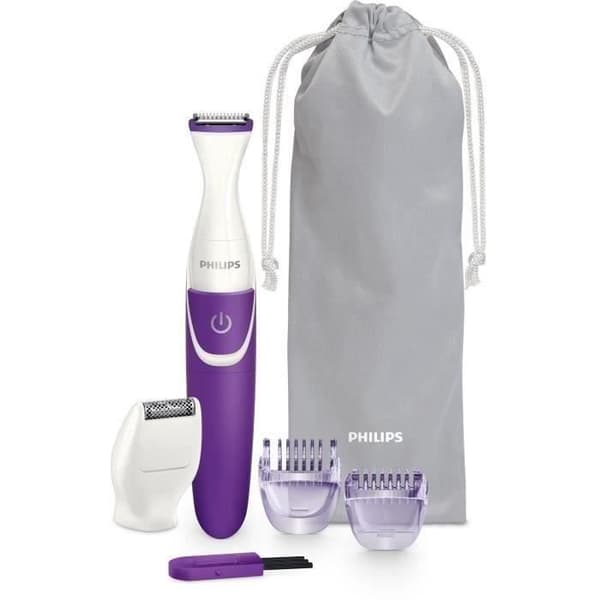PHILIPS BRT383/15 Essential 3-i-1 bikinitrimmer - 3 skärstorlekar - Bärbar batteridriven modell Violett, Vit