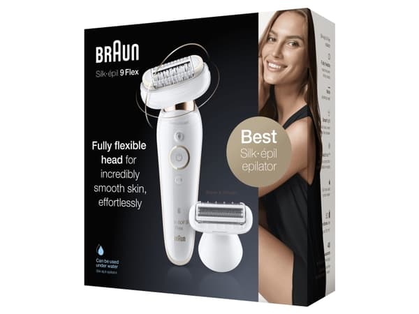 Braun Silk-épil 9 9-006 Flex, Vit, 40 pincetter, MicroGrip, Epilering, Rakning, SensoSmart, 0,5 mm
