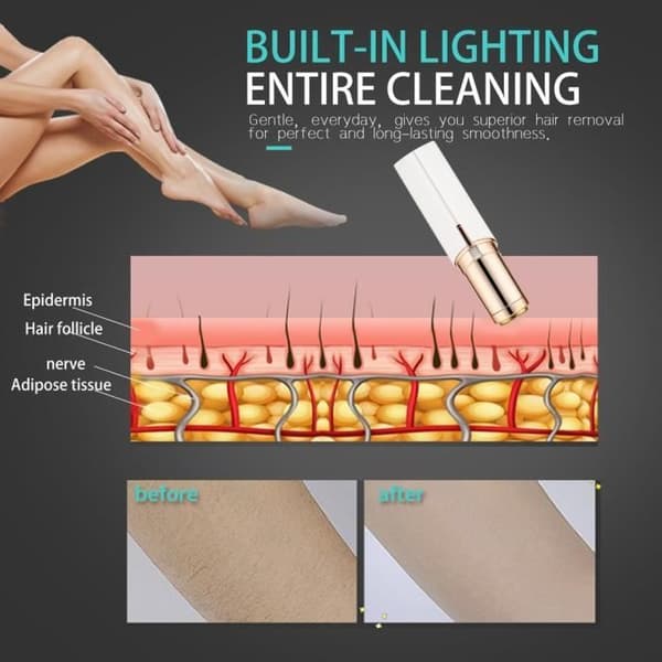 LESHP Mini Electric Epilator - Ansikte och kropp - Vit - Sladdlös drift - Batteritid 60 min