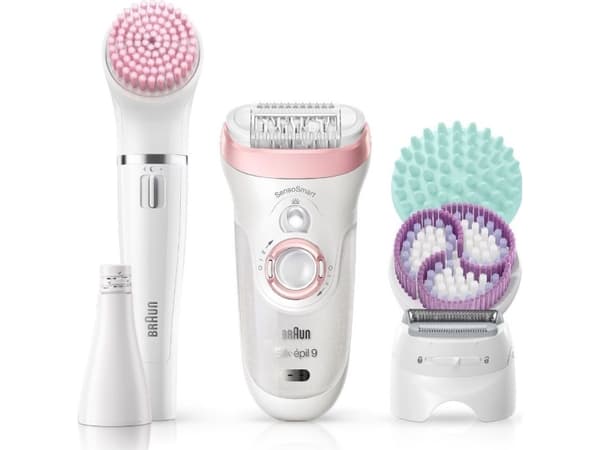 Braun Silk-épil 9 81683683, Hvit, Rosa, 40 pinsetter, Eksfoliering, LED, 1 SensoFoil, Batteri