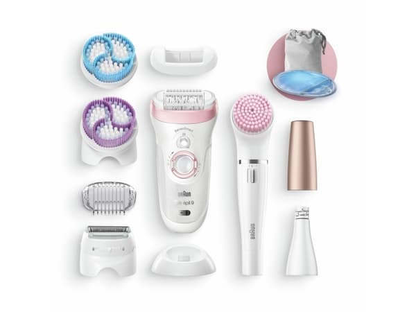 Braun Silk-épil 9 81683683, Hvit, Rosa, 40 pinsetter, Eksfoliering, LED, 1 SensoFoil, Batteri