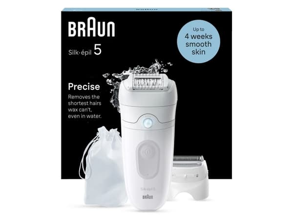 Braun Silk-épil 5 5-041, valkoinen, 28 pinsettiä, MicroGrip, akku, 100 - 240 V, 50 - 60 Hz
