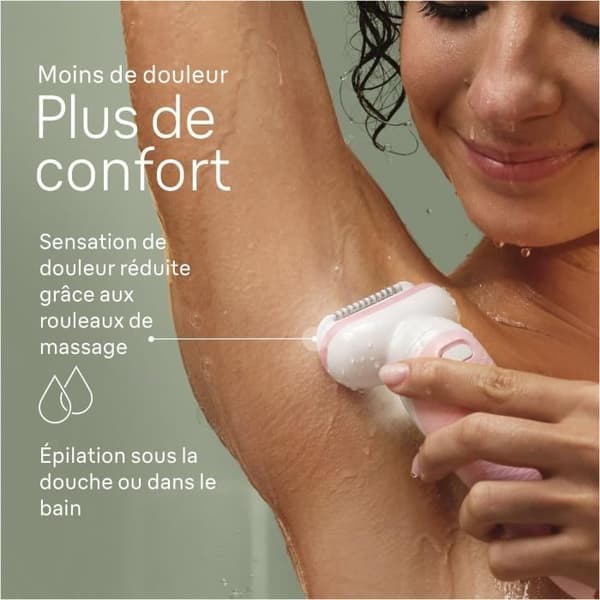 Elektrisk epilator - BRAUN - Silk-épil 9 - Enkel hårborttagning - Långvarig mjuk hud - 9-030 - Vit / Rosa