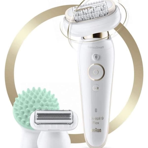 Elektrisk epilator - Braun - Silk-épil 9 Flex 9-020 - Flexibelt huvud - Micro-Grip Technology - 40 pincett