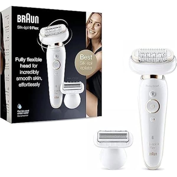 Braun Silk-épil 9 Epilator - Vått och torrt hårborttagning - Fullt flexibelt huvud - Slät hud i veckor