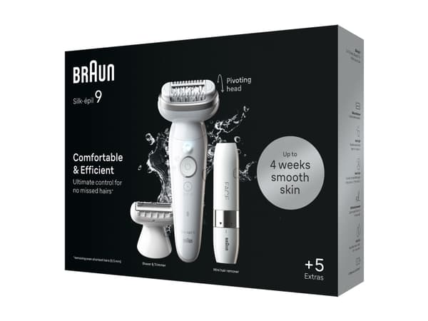 Braun Silk-épil 9 9-341, White, 40 tweezers, MicroGrip, Battery, 100 - 240 V, 50 - 60 Hz
