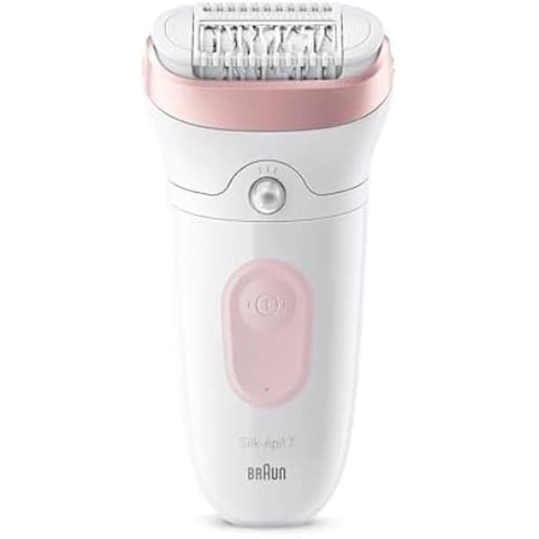 Eltrisk epilator för kvinnor Braun Silk-épil 7 med bredhuvud för enkel hårborttagning, våt och torr - Vit