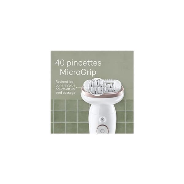Elektrisk epilator - BRAUN - Silk Epil 9 SES9-000 - MicroGrip™-teknik - Wet & Dry - Stort flexibelt huvud