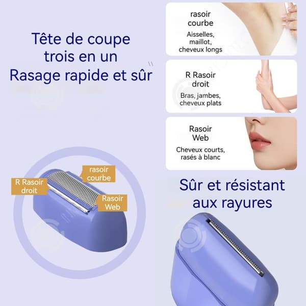 INN Rakapparat för kvinnor 500mAh mini elektrisk epilator 3-i-1 klipphuvud för ansikte kropp precisionstrimmer epilator