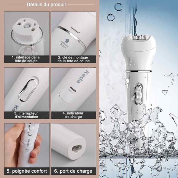 INN Epilator 15,4cmx4,5cmx2,9cm Full Body Wash Rakning Multifunktionellt Laddningsläge Massage Vit elektrisk epilator