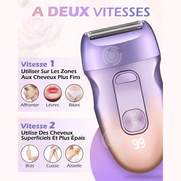 INN Epilator 3 i 1 elektrisk rakapparat för kvinnor Hårborttagning för ansikte Ben Arm Arm Bikinilinje 2 hastigheter Enkel hårborttagning