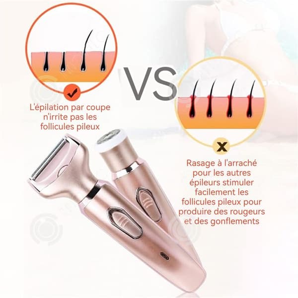 INN Epilator 50 minuters kontinuerlig användning 2 rakhuvuden 5x15,5 cm omedelbar och smärtfri ljussensor laserrakhyvel